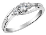 1/4 Carat (ctw H-I, I2-I3) Three-Stone Diamond Promise Ring in 10K White Gold